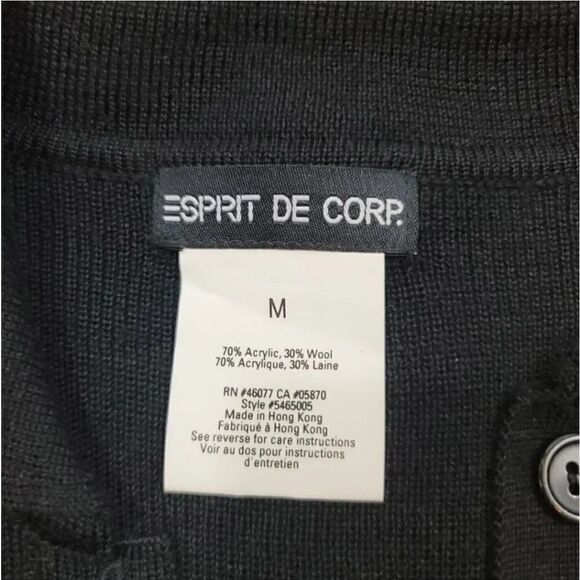 Vintage 90's Y2K Esprit de Corp Wool Button Down Belted Knit Dress Size Medium - Picture 6 of 8